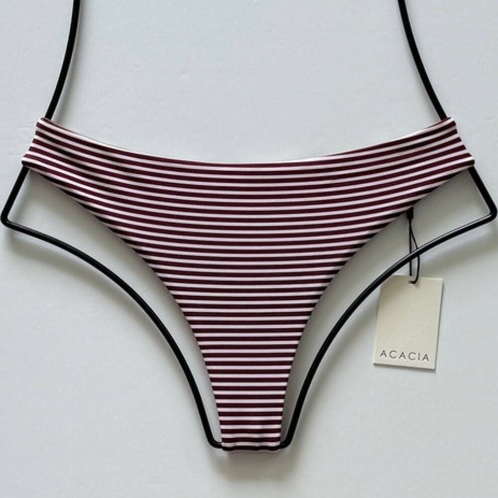 Acacia Swimwear Brazil Bikini Bottom – Carolina Stripe - Size Medium - NWT
